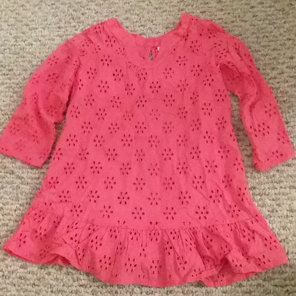 Hot pink eyelet girls bathing suit cover up